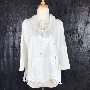 Anthropologie lilka white hoodie sweatshirt